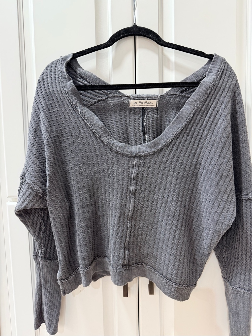 We The Free Grey Cable Knit Pullover